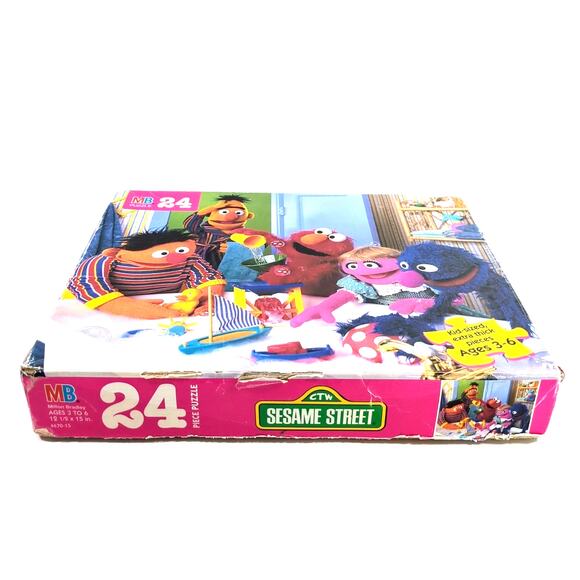 VTG Sesame Street 24 Piece Jigsaw Puzzle Bathtub Bert Ernie Elmo Grover Complete - Picture 2 of 4